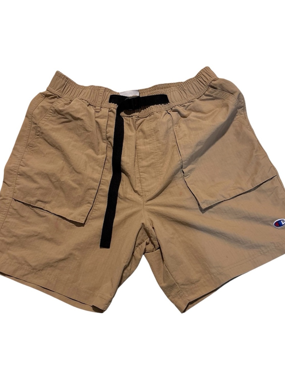Champion Tan Cargo Shorts with Black Drawstring